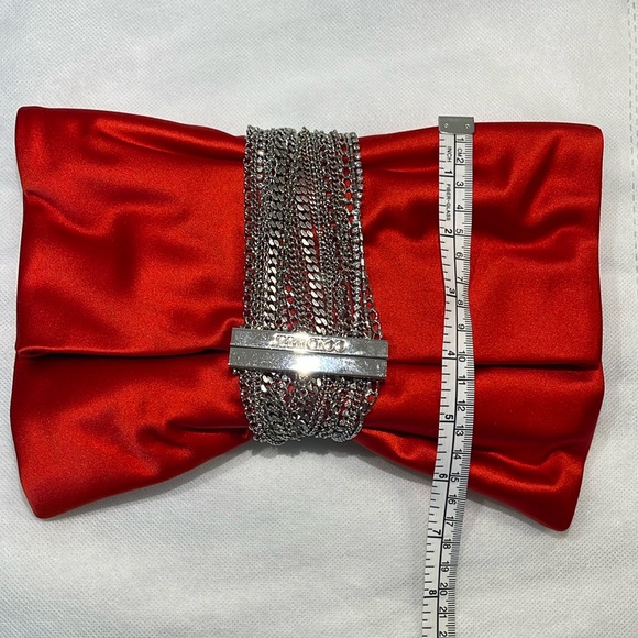 Jimmy Choo red satin clutch on the silver chain - Picture 13 of 16